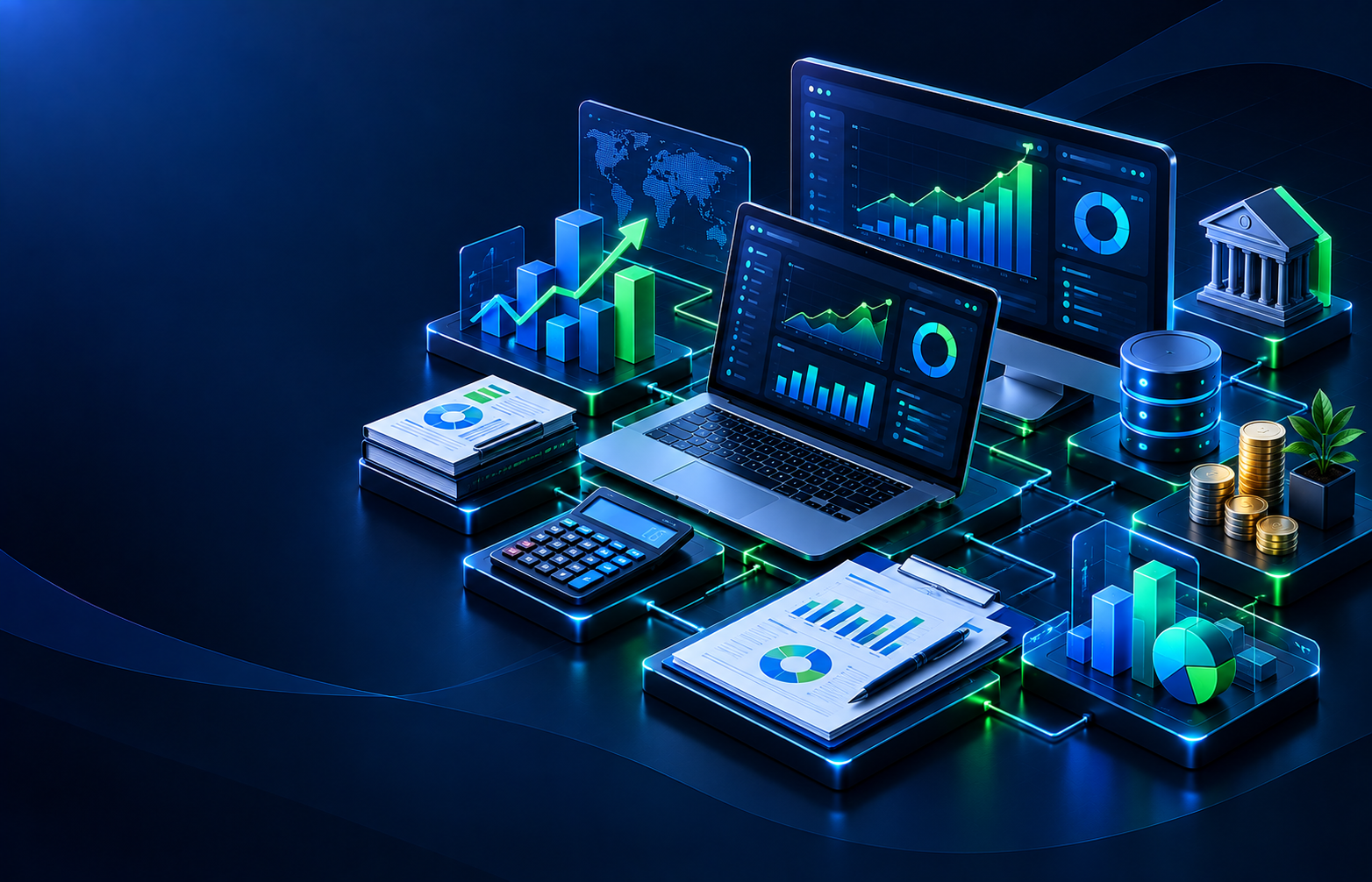 Financial advisory dashboard with business analytics and reporting