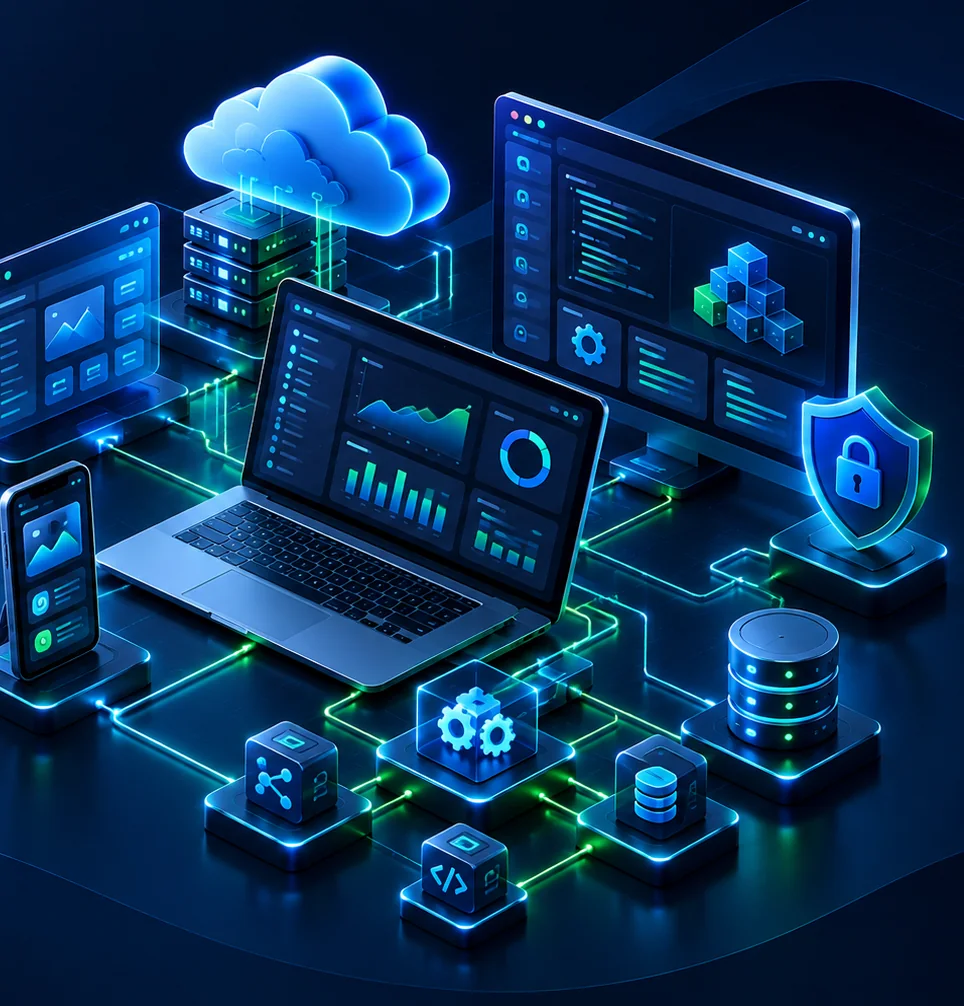 Custom software development dashboards and connected business applications